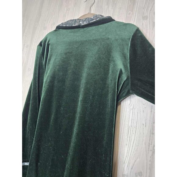 Amanda Stewart Vintage Velvet Robe - Dark Green Satin Collar - L - Picture 9 of 9